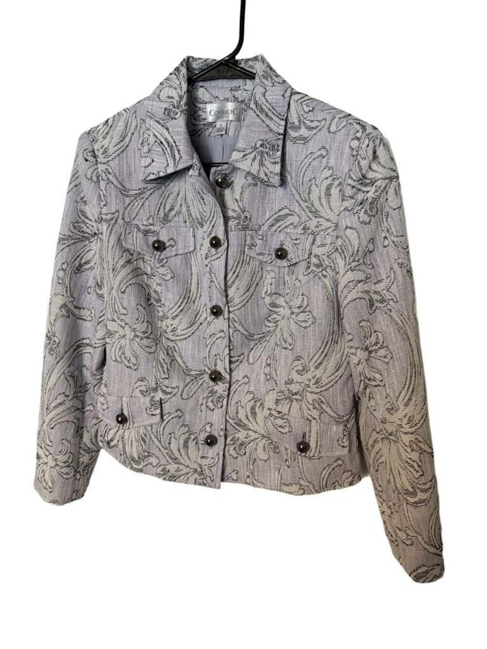 Conrad C Petite Paisley Print Button-Up Structured Jacket